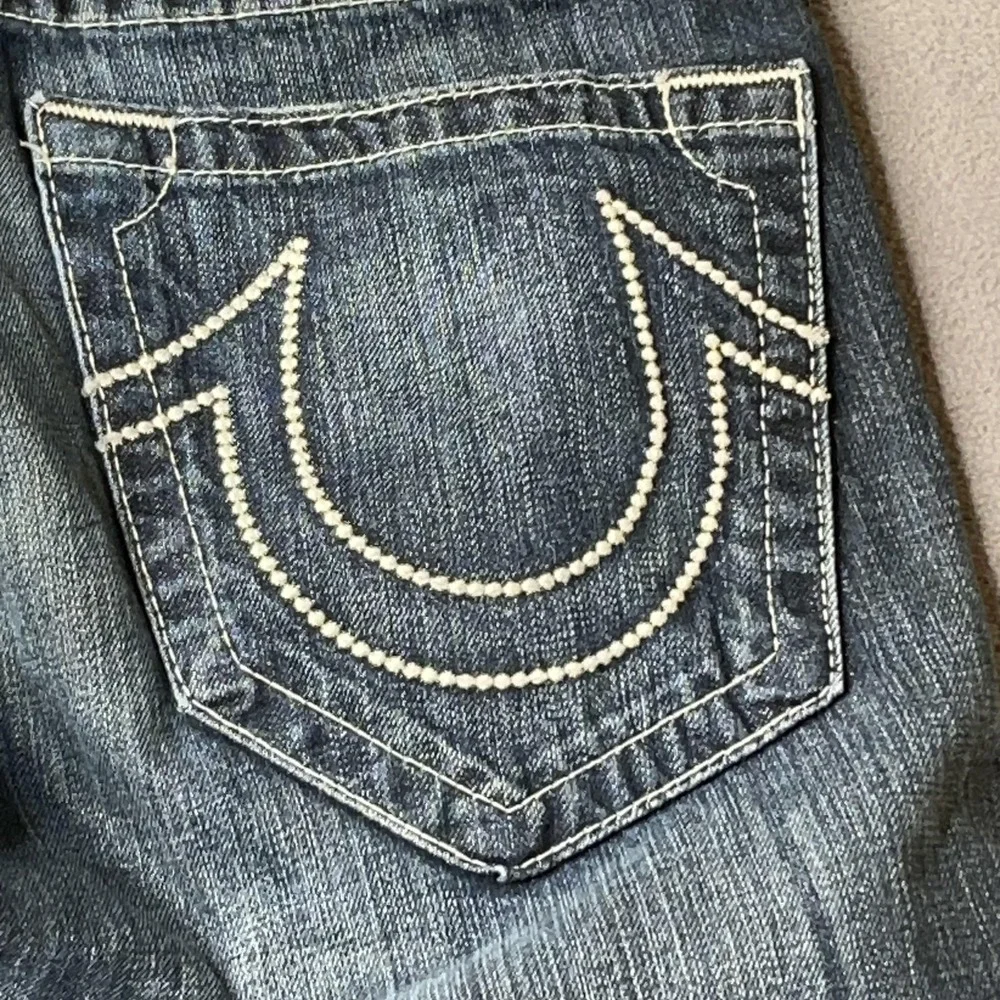 True Religion Denim Shorts Mens‎ 30 Blue Good Big T Stitching Cut Off Raw Hem